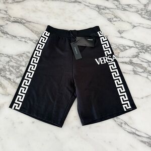 Versace 1000221 Kids Boy's Fleece and Black Logo Greca Sweat‎ Shorts Size 12A